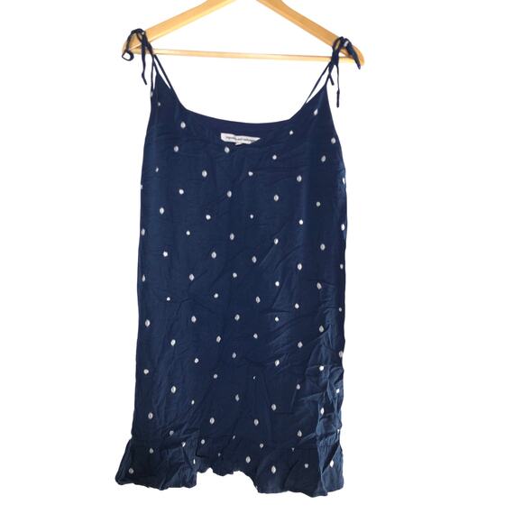 Cupcakes & Cashmere Abacus Dress Polka Dot Tie Straps Lapis Navy & White Medium - Picture 3 of 7